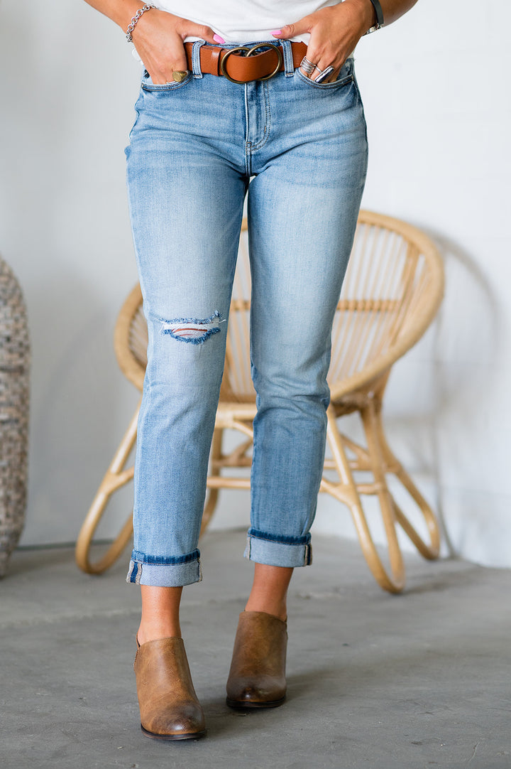 Stacey Distressed High Rise Jeans