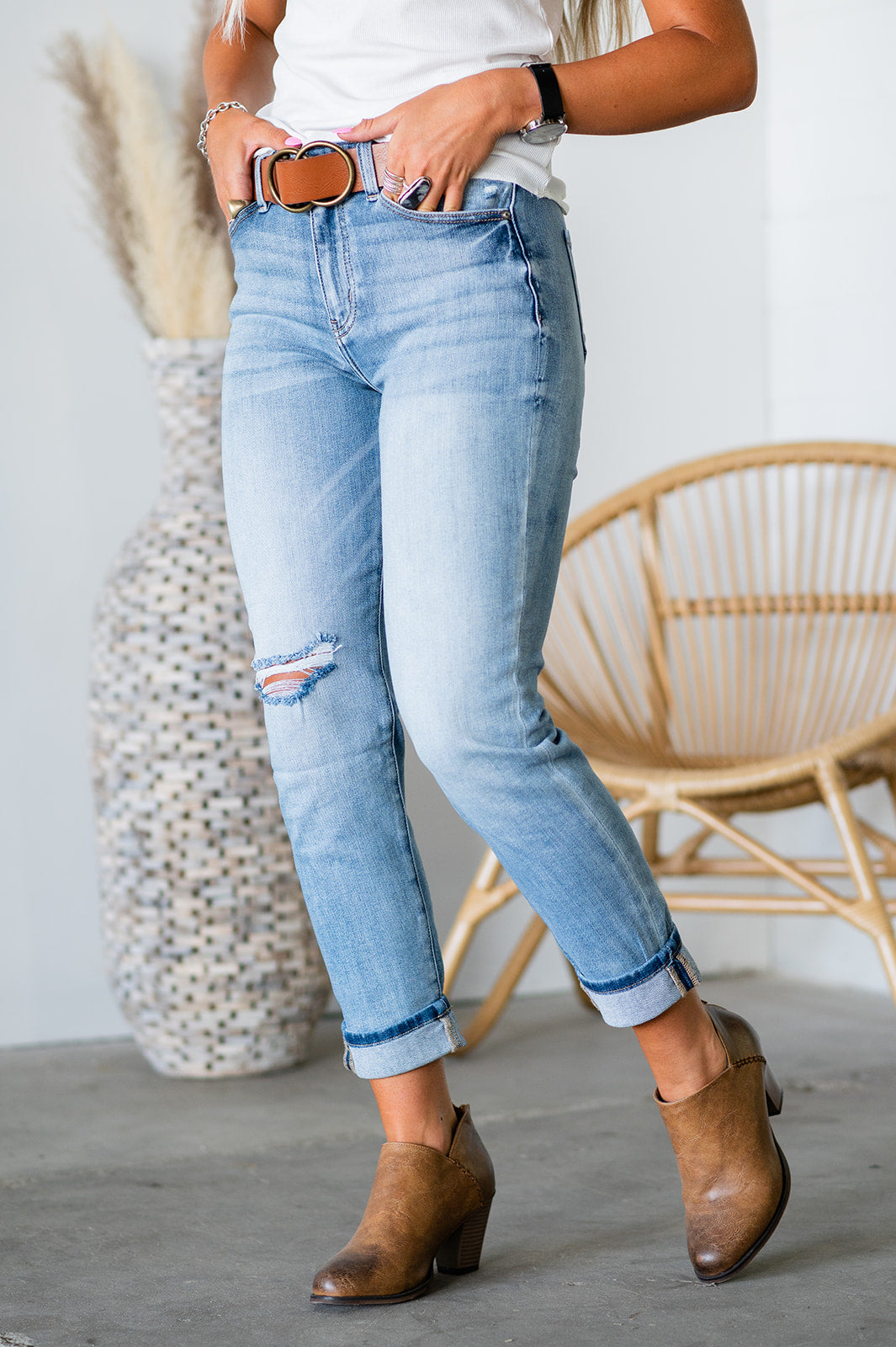 Stacey Distressed High Rise Jeans