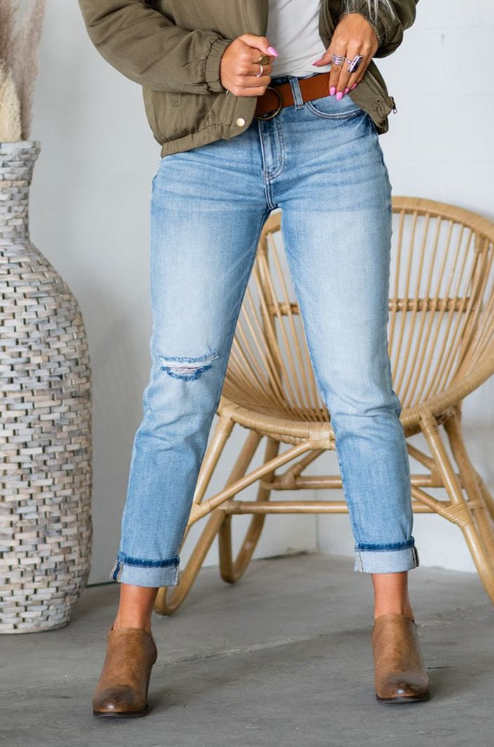 Stacey Distressed High Rise Jeans