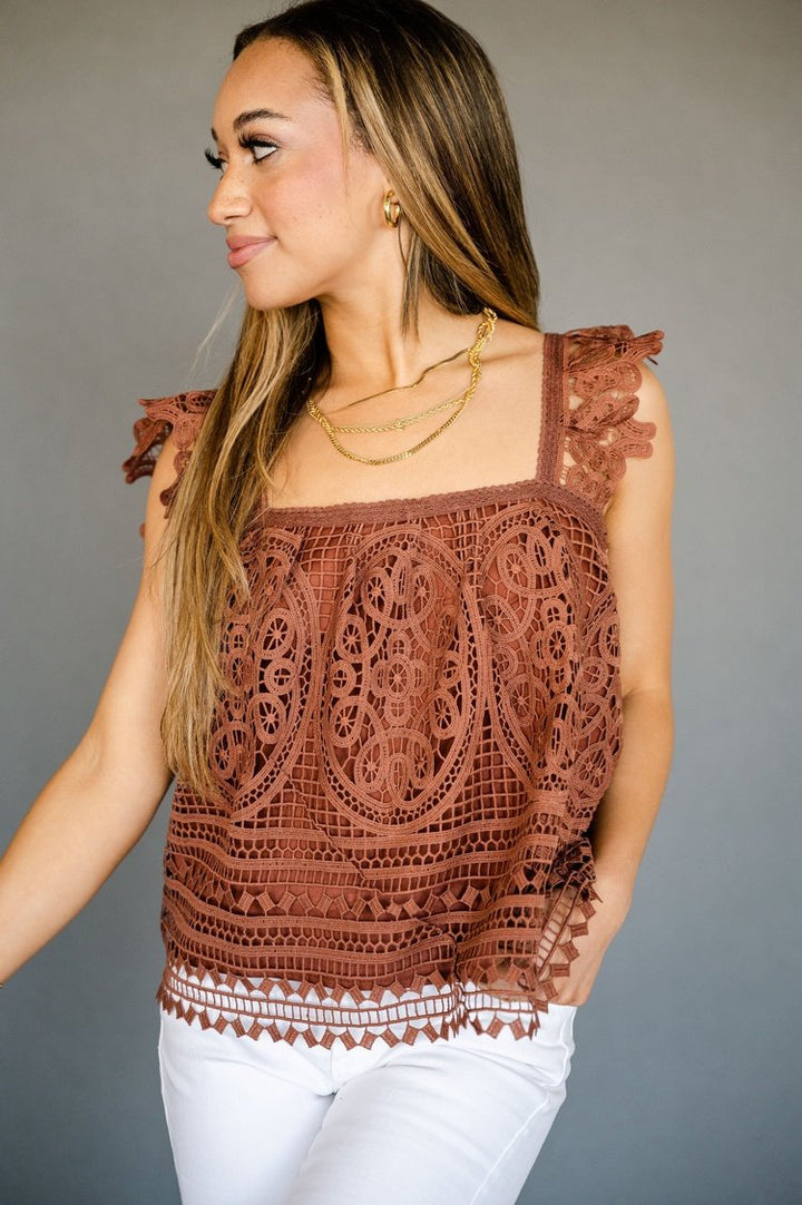 Lace Tank - Burnt Henna