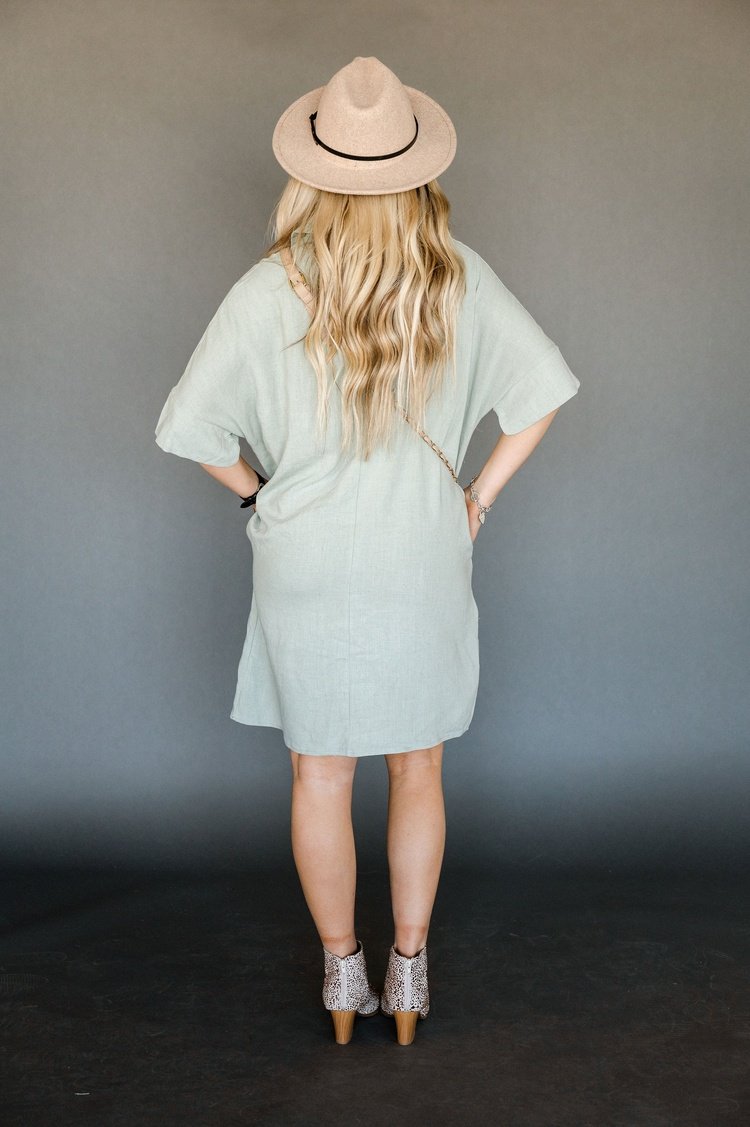 Evelyn Shirt Dress - Sage