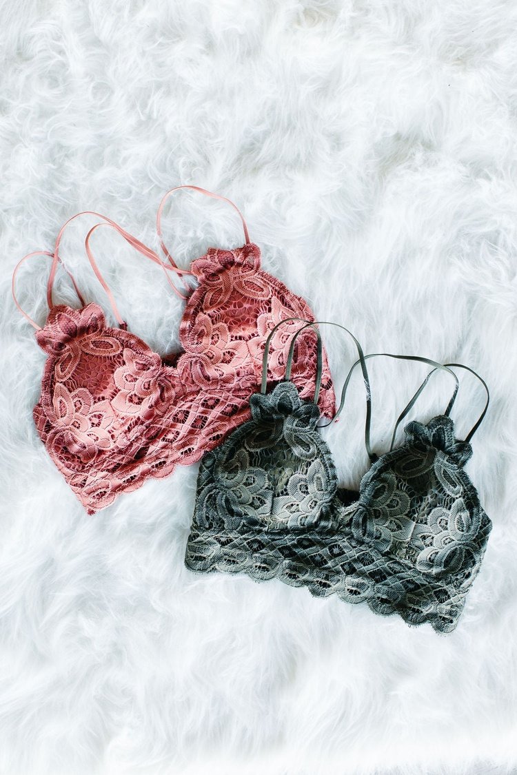 Scalloped Lace Bralette - Olive