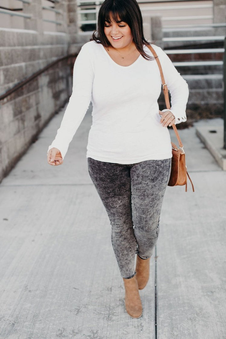 Naomi Button Sleeve Top - White - Mindy Mae's Marketcomfy cute hoodies