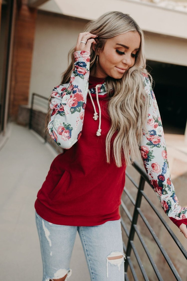 DoubleHood™ Sweatshirt - Floral Fantasy: FINAL SALE - Mindy Mae's Marketcomfy cute hoodies