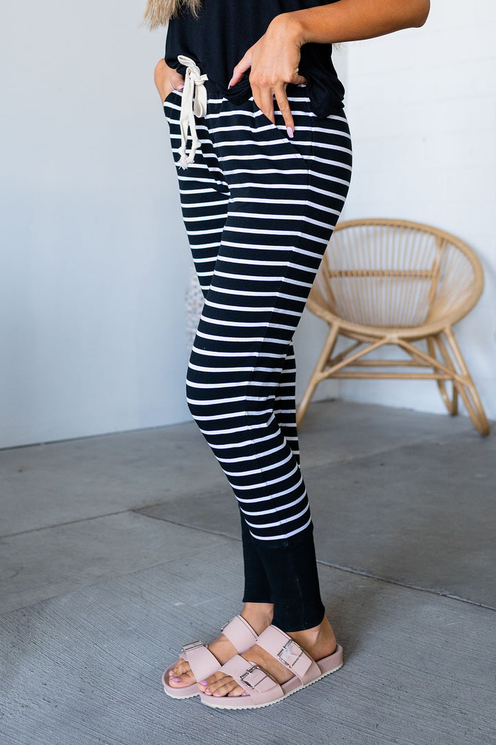 New & Improved Joggers - Black Stripe - Mindy Mae's Marketcomfy cute hoodies